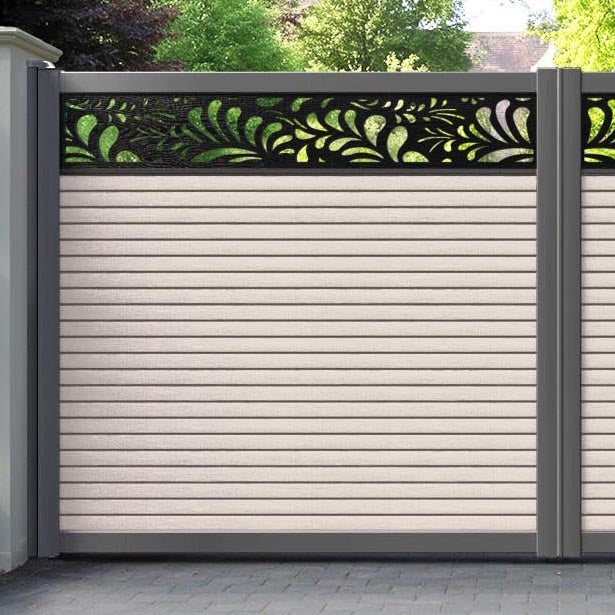 Hudson Petal Straight Top Driveway Gate - Mid Stone - Top Screen