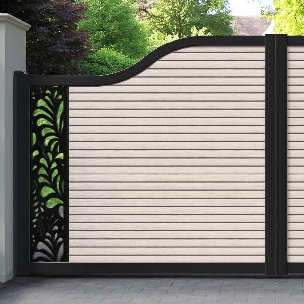 Hudson Petal Curved Top Driveway Gate - Mid Stone - End Screen