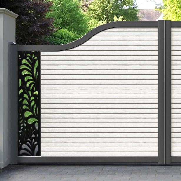 Hudson Petal Curved Top Driveway Gate - Light Stone - End Screen