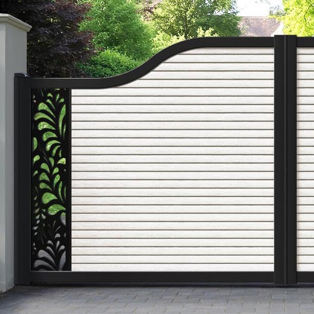Hudson Petal Curved Top Driveway Gate - Light Stone - End Screen