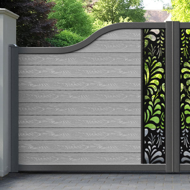 Classic Petal Curved Top Driveway Gate - Light Grey - Middle Screen