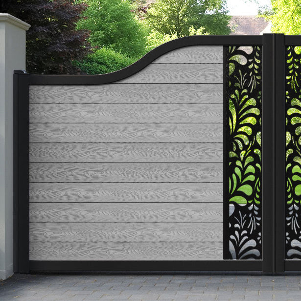 Classic Petal Curved Top Driveway Gate - Light Grey - Middle Screen