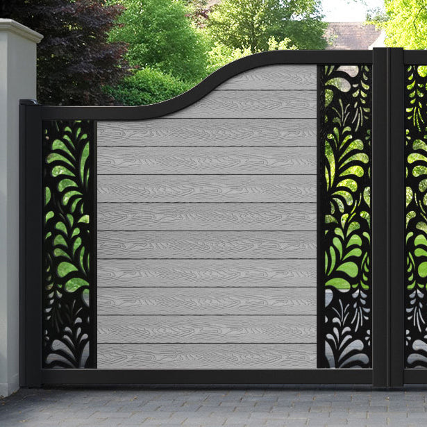Classic Petal Curved Top Driveway Gate - Light Grey - Middle & End Screen