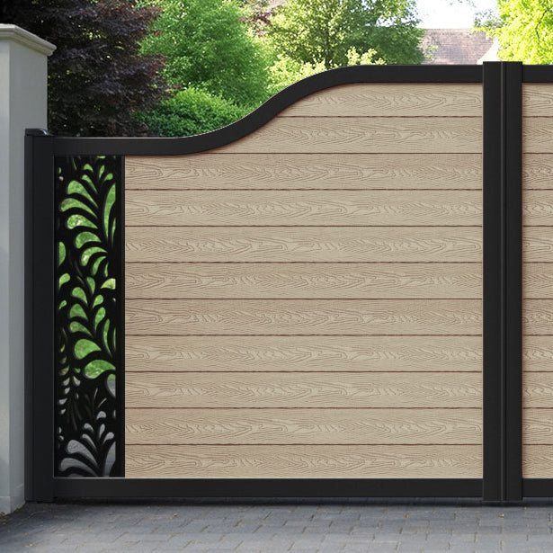 Classic Petal Curved Top Driveway Gate - Light Oak - End Screen
