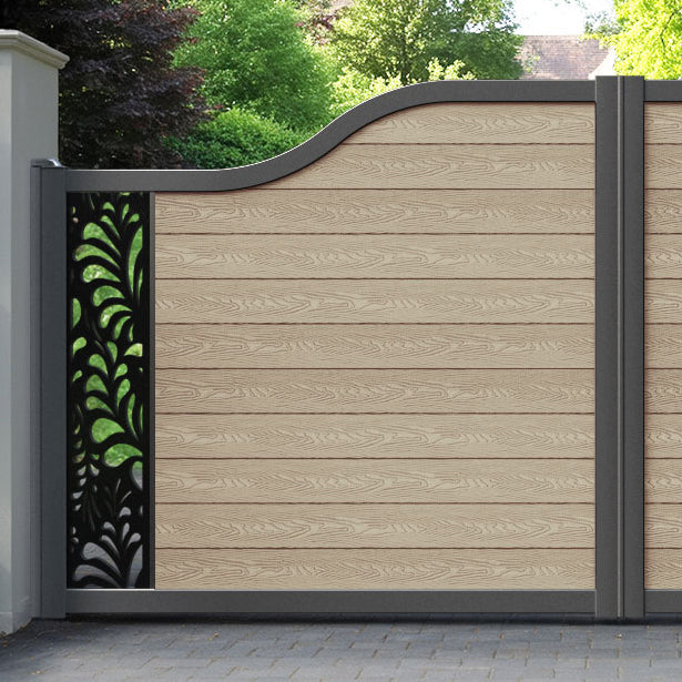 Classic Petal Curved Top Driveway Gate - Light Oak - End Screen