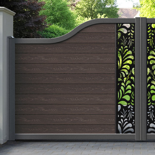 Classic Petal Curved Top Driveway Gate - Mid Brown - Middle Screen