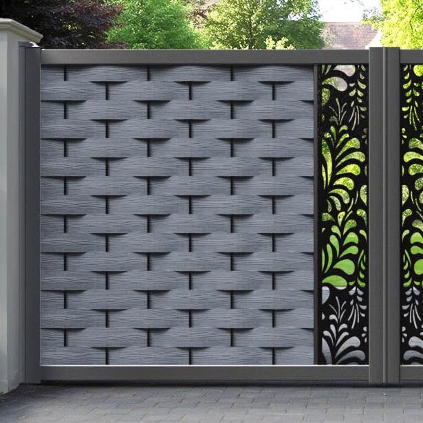 Ripple Petal Straight Top Driveway Gate - Anthracite - Middle Screen