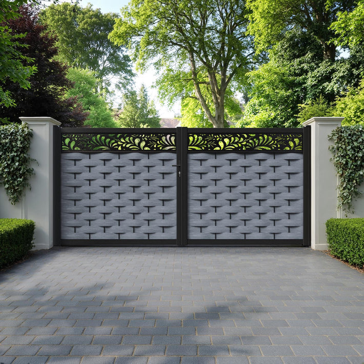 Ripple Petal Straight Top Driveway Gate - Anthracite - Top Screen