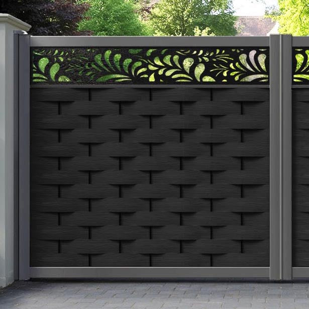 Ripple Petal Straight Top Driveway Gate - Black - Top Screen