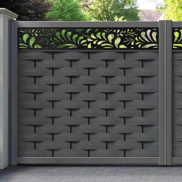 Ripple Petal Straight Top Driveway Gate - Dark Grey - Top Screen
