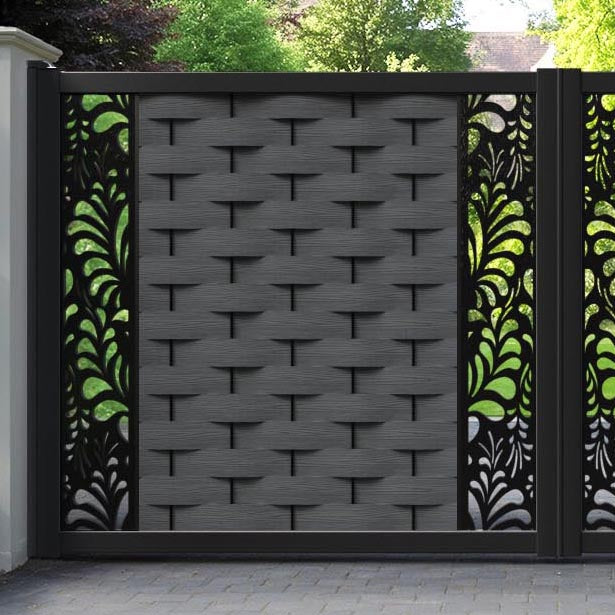 Ripple Petal Straight Top Driveway Gate - Dark Grey - Middle & End Screen
