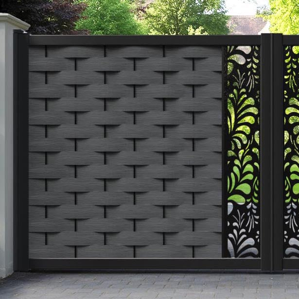Ripple Petal Straight Top Driveway Gate - Dark Grey - Middle Screen