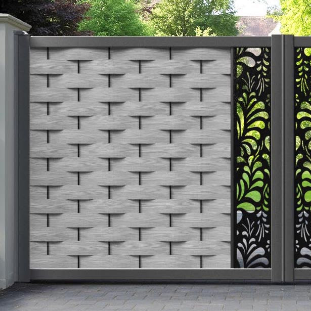 Ripple Petal Straight Top Driveway Gate - Light Grey - Middle Screen