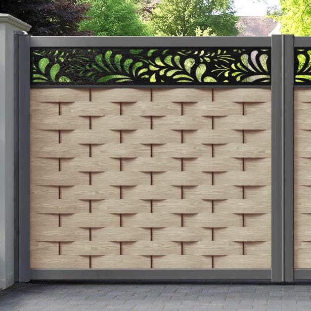 Ripple Petal Straight Top Driveway Gate - Light Oak- Top Screen