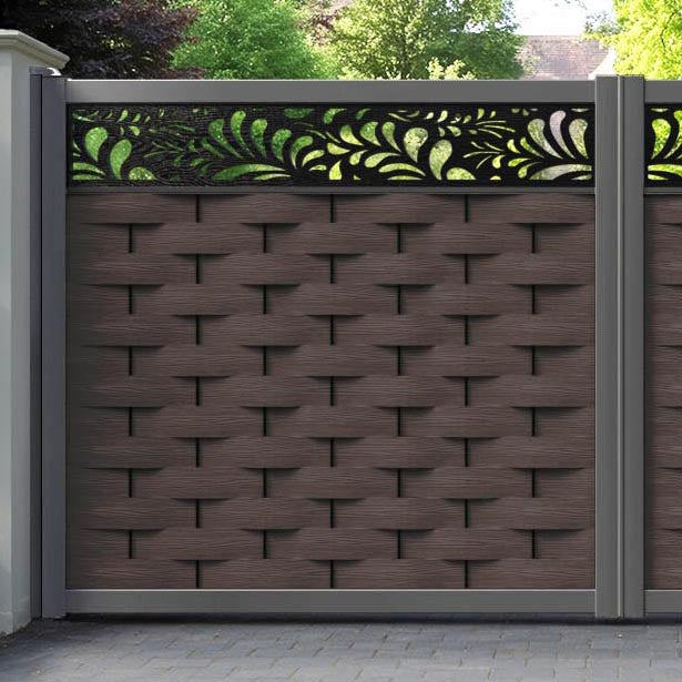 Ripple Petal Straight Top Driveway Gate - Mid Brown - Top Screen