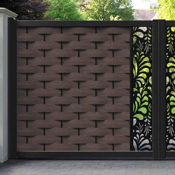 Ripple Petal Straight Top Driveway Gate - Mid Brown - Middle Screen