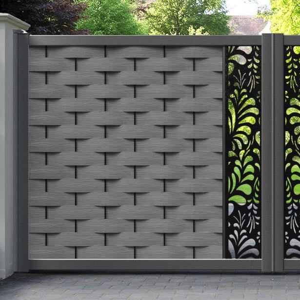 Ripple Petal Straight Top Driveway Gate - Mid Grey - Middle Screen