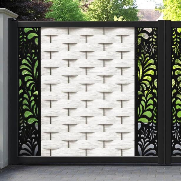 Ripple Petal Straight Top Driveway Gate - Light Stone - Middle & End Screen