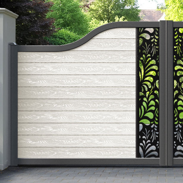 Classic Petal Curved Top Driveway Gate - Light Stone - Middle Screen