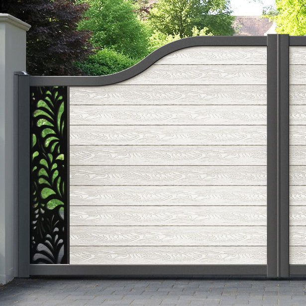 Classic Petal Curved Top Driveway Gate - Light Stone - End Screen