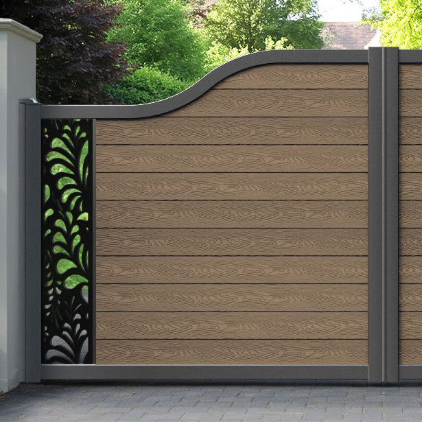 Classic Petal Curved Top Driveway Gate - Teak - End Screen