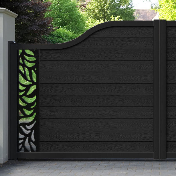 Classic Plume Curved Top Driveway Gate - Black - End Screen