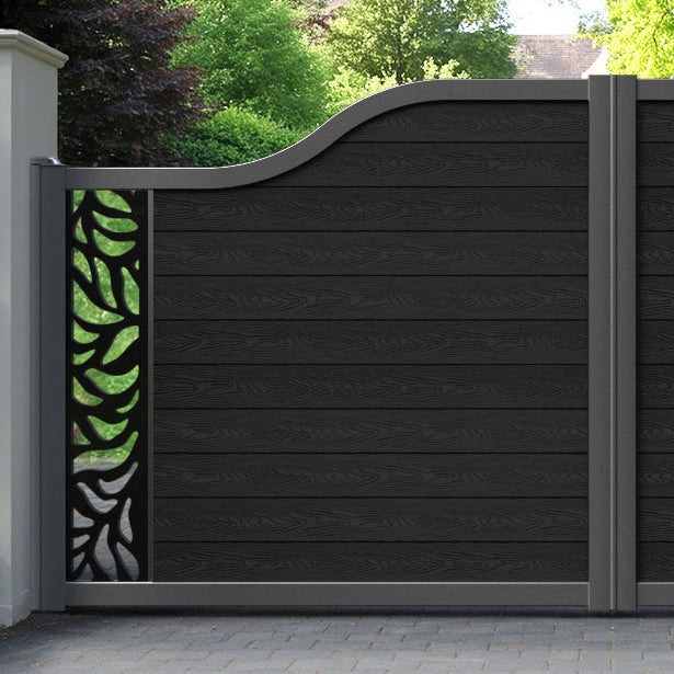 Classic Plume Curved Top Driveway Gate - Black - End Screen
