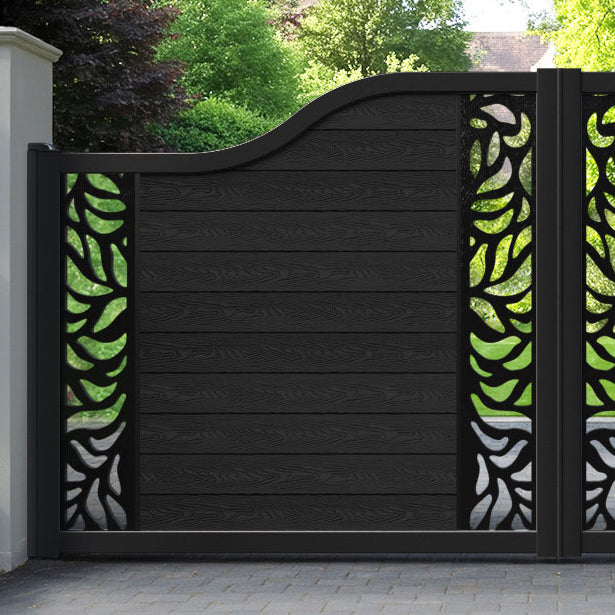 Classic Plume Curved Top Driveway Gate - Black - Middle & End Screen