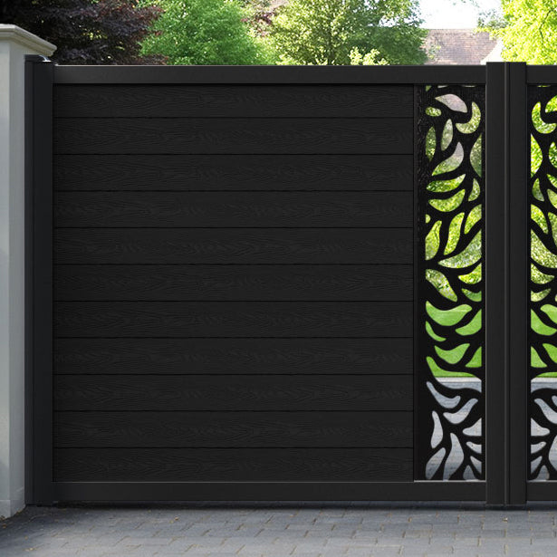 Classic Plume Straight Top Driveway Gate - Black - Middle Screen