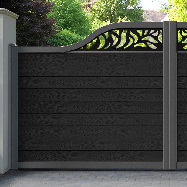Classic Plume Curved Top Driveway Gate - Black - Top Screen