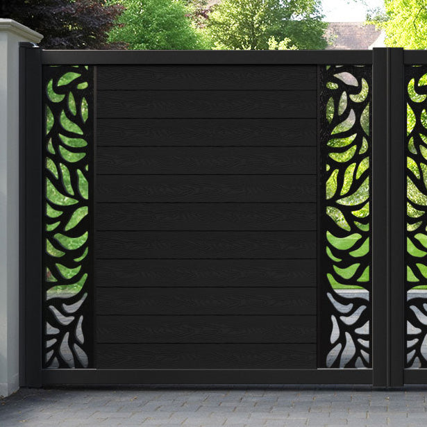 Classic Plume Straight Top Driveway Gate - Black - Middle & End Screen