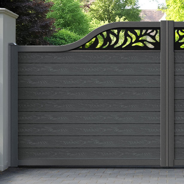Classic Plume Curved Top Driveway Gate - Dark Grey - Top Screen