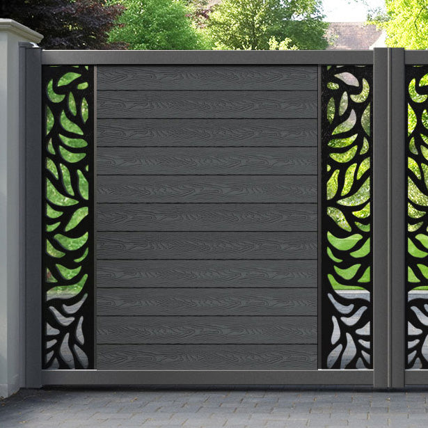 Classic Plume Straight Top Driveway Gate - Dark Grey - Middle & End Screen