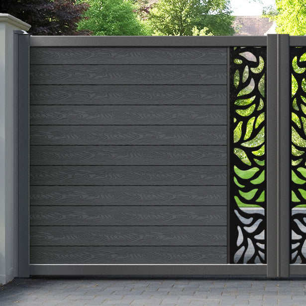Classic Plume Straight Top Driveway Gate - Dark Grey - Middle Screen