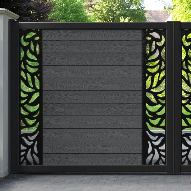 Classic Plume Straight Top Driveway Gate - Dark Grey - Middle & End Screen