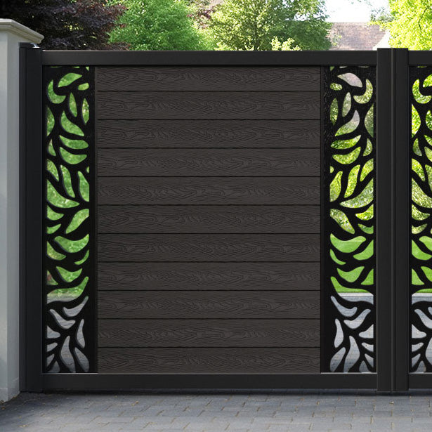 Classic Plume Straight Top Driveway Gate - Dark Oak - Middle & End Screen