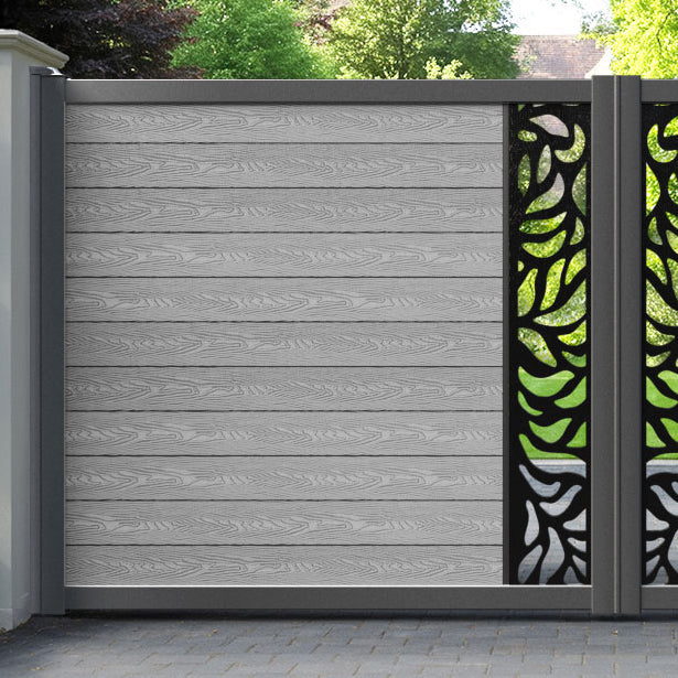 Classic Plume Straight Top Driveway Gate - Light Grey - Middle Screen