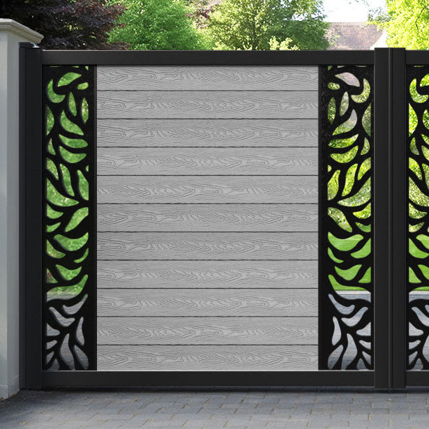 Classic Plume Straight Top Driveway Gate - Light Grey - Middle & End Screen