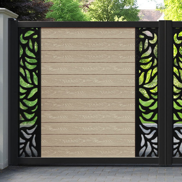 Classic Plume Straight Top Driveway Gate - Light Oak - Middle & End Screen