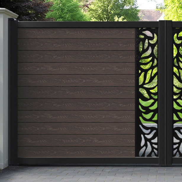 Classic Plume Straight Top Driveway Gate - Mid Brown - Middle Screen