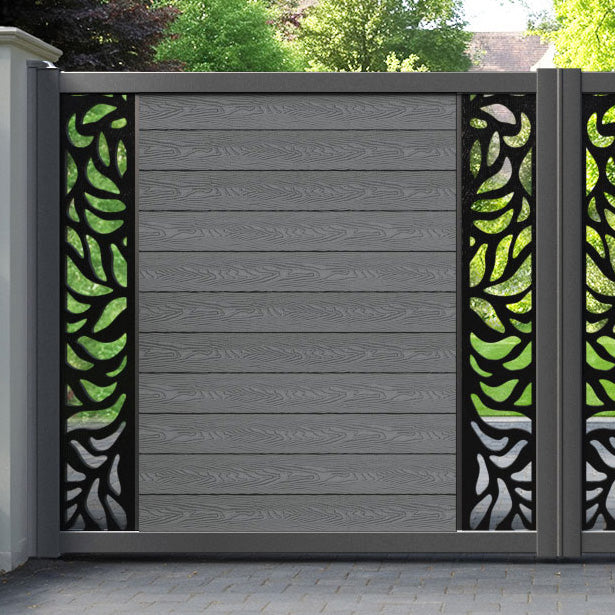 Classic Plume Straight Top Driveway Gate - Mid Grey - Middle & End Screen