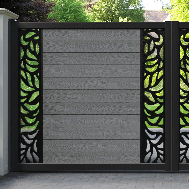 Classic Plume Straight Top Driveway Gate - Mid Grey - Middle & End Screen