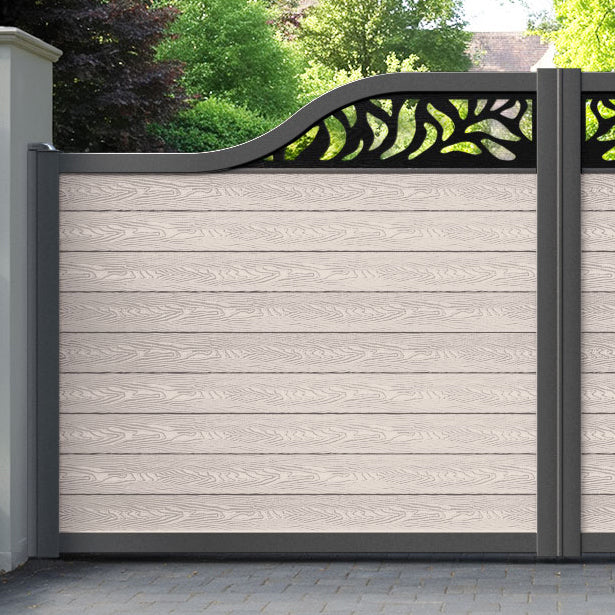Classic Plume Curved Top Driveway Gate - Mid Stone - Top Screen