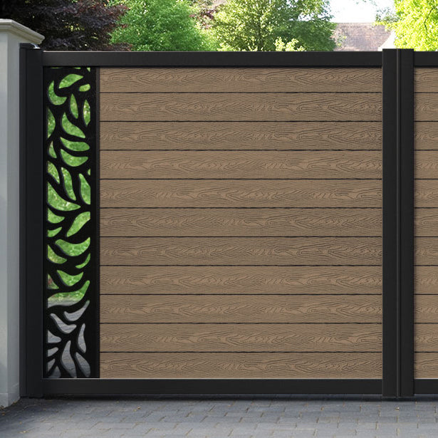 Classic Plume Straight Top Driveway Gate - Teak - End Screen