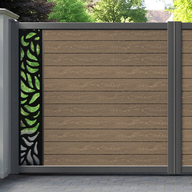 Classic Plume Straight Top Driveway Gate - Teak - End Screen