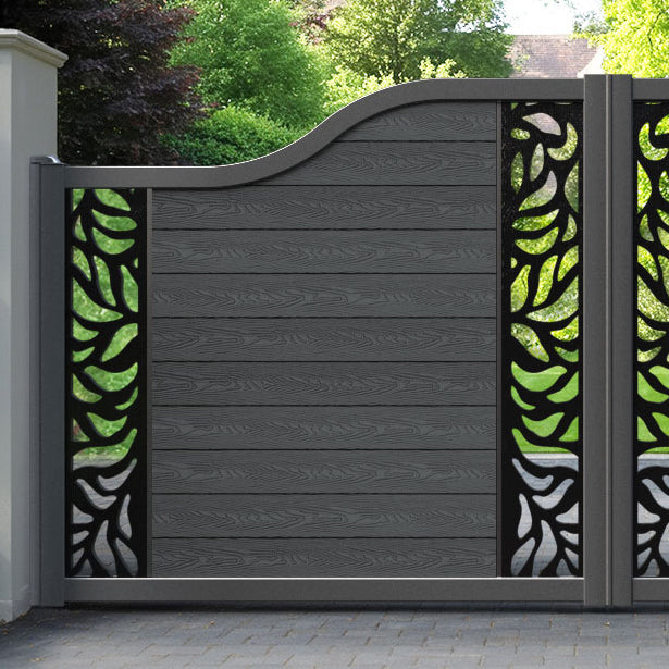Classic Plume Curved Top Driveway Gate - Dark Grey - Middle & End Screen