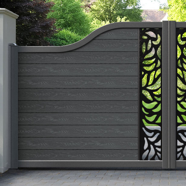 Classic Plume Curved Top Driveway Gate - Dark Grey - Middle Screen