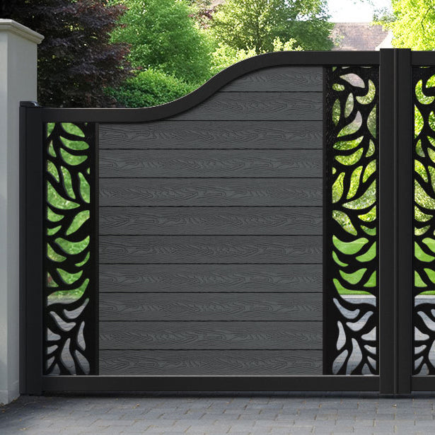 Classic Plume Curved Top Driveway Gate - Dark Grey - Middle & End Screen