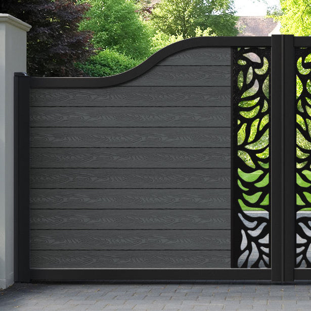 Classic Plume Curved Top Driveway Gate - Dark Grey - Middle Screen