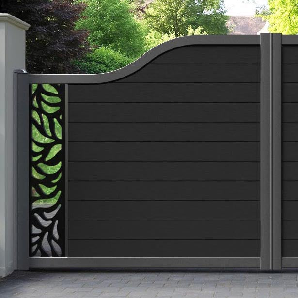 Fusion Plume Curved Top Driveway Gate - Black - End Screen